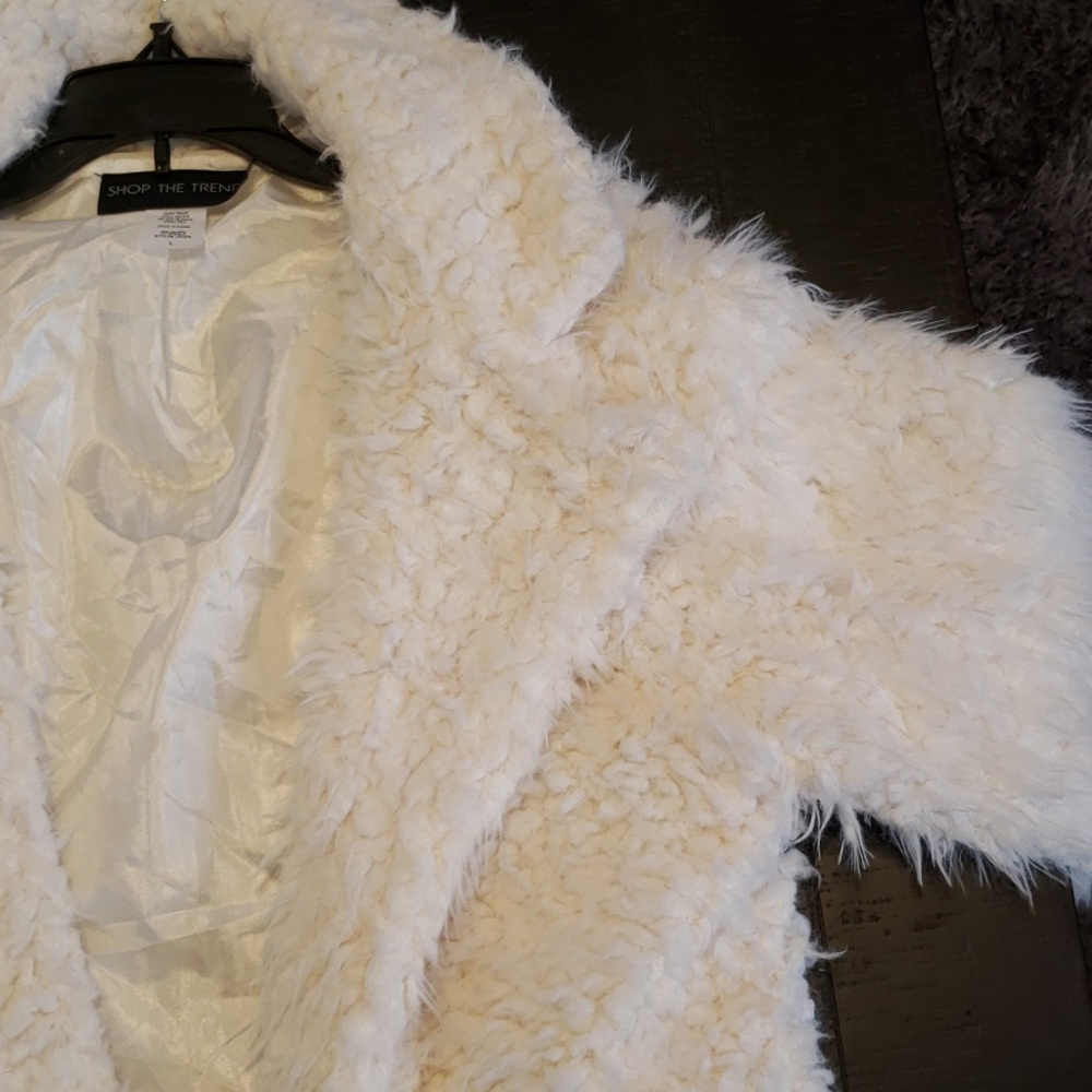 💕Shaggy Ivory Snow Faux Fur Coat - Picture 6 of 6